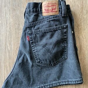 Levi’s Washed Black High Waisted Mom Shorts